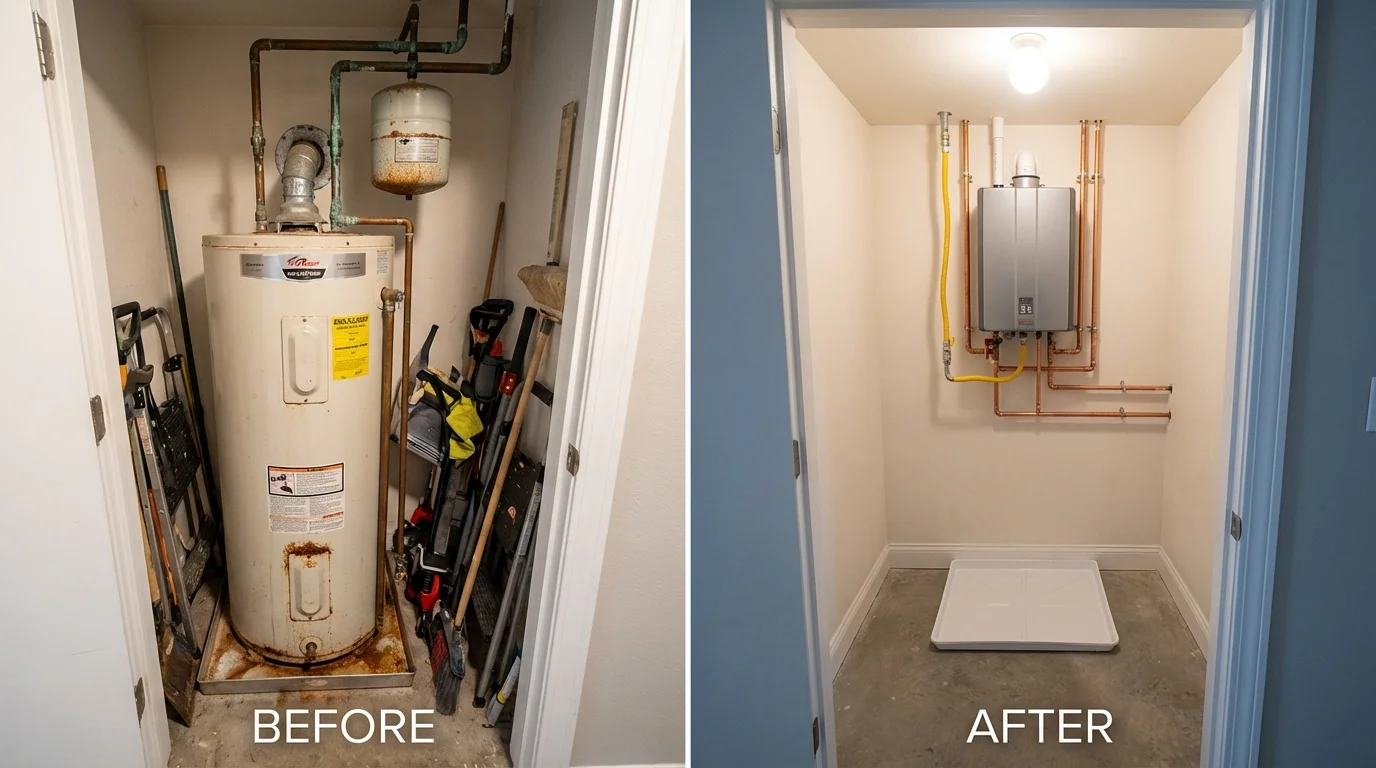Tank water heater versus wall-mounted tankless unit comparison for Fyffe, AL homeowners